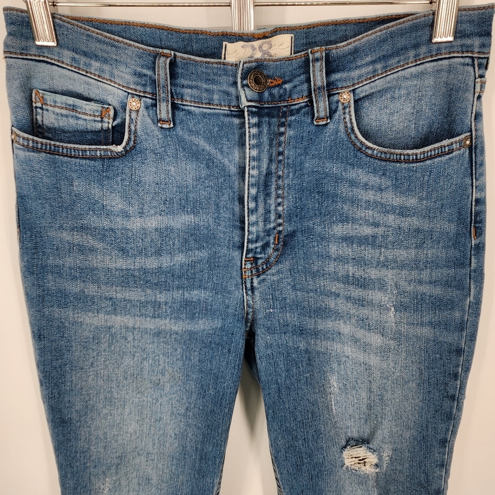 Free People We the Free High Rise Ripped Cropped Skinny Jean Fringe Hem 28 - Picture 3 of 14